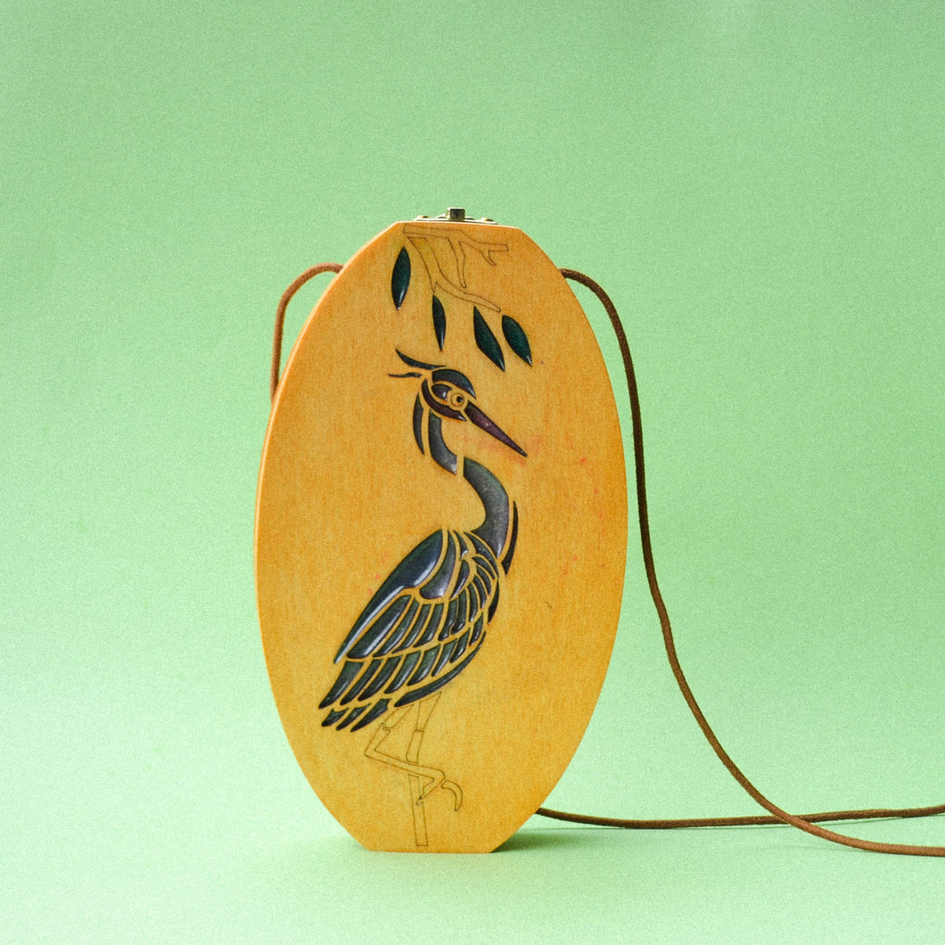 spisidda design borsa di legno artigianale fatta a mano airone